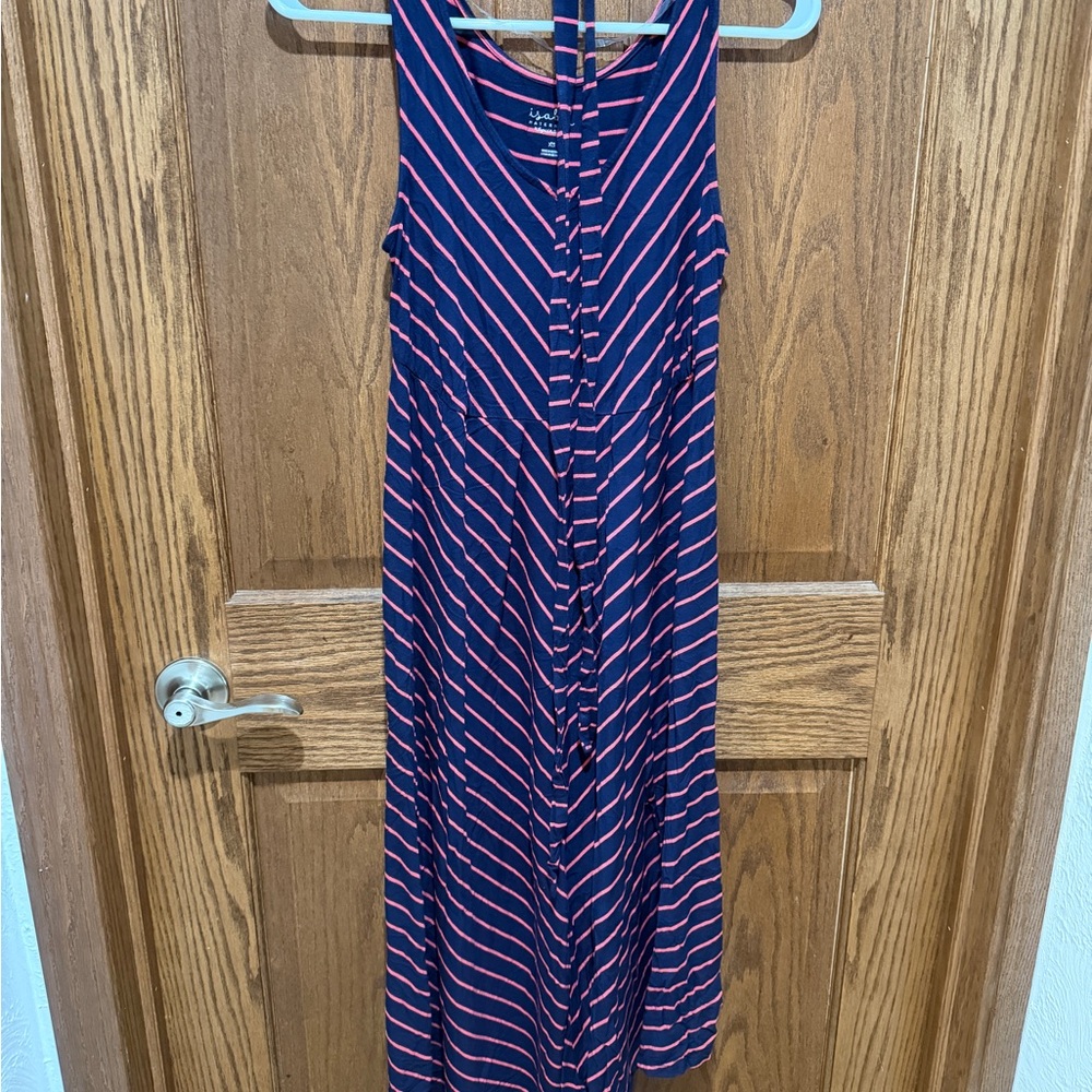Isabel Maternity by Ingrid & Isabel Navy and Pink Striped Sleeveless Maxi
